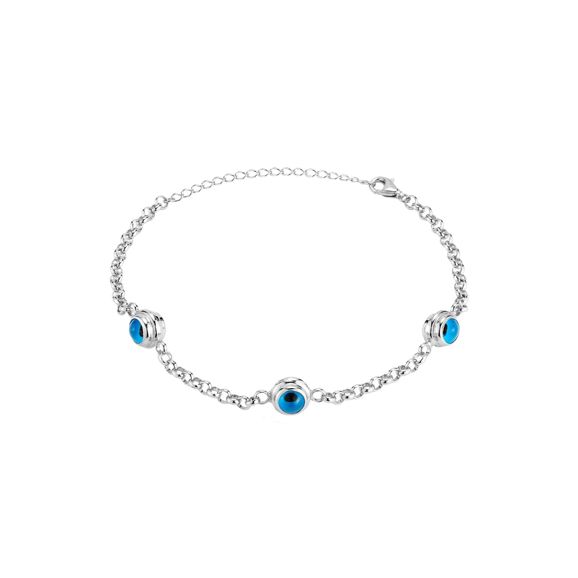 Sunkissed Sterling Triple Evil Eye Bracelet, Womens, Silver Tone
