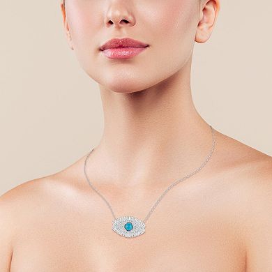 Sunkissed Sterling Cubic Zirconia Baguette Evil Eye Necklace