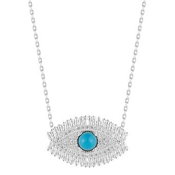 Sunkissed Sterling Cubic Zirconia Baguette Evil Eye Necklace