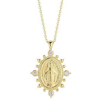 Sunkissed Sterling Cubic Zirconia Virgin Mary Necklace