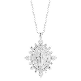 Sunkissed Sterling Cubic Zirconia Virgin Mary Necklace