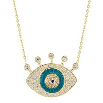Sunkissed Sterling Cubic Zirconia Bold Evil Eye Necklace