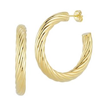 Sunkissed Sterling Sterling Silver Twist Hollow Tube Hoop Earrings