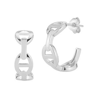 Sunkissed Sterling Sterling Silver Mariner Link Hoop Earrings