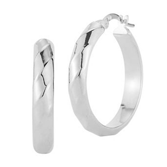 Sunkissed Sterling Sterling Silver Reflective Twist Hoop Earrings