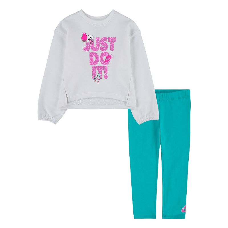 Baby & Toddler Girl Nike Swoosh Leopard Print Sweatshirt & Leggings Set