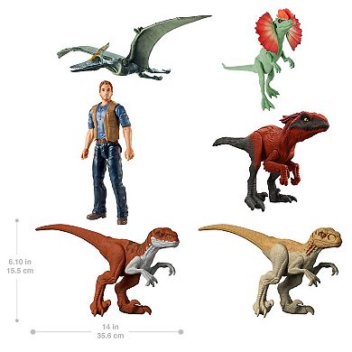 Mattel Jurassic World 6-Pack Basic 12-Inch Figure & Dinosaurs