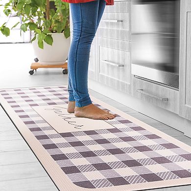 World Rug Gallery Gather Plaid 18'' x 47'' Anti-Fatigue Mat