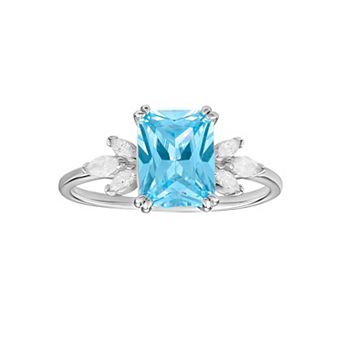 PRIMROSE Sterling Silver Red & White Cubic Zirconia Ring