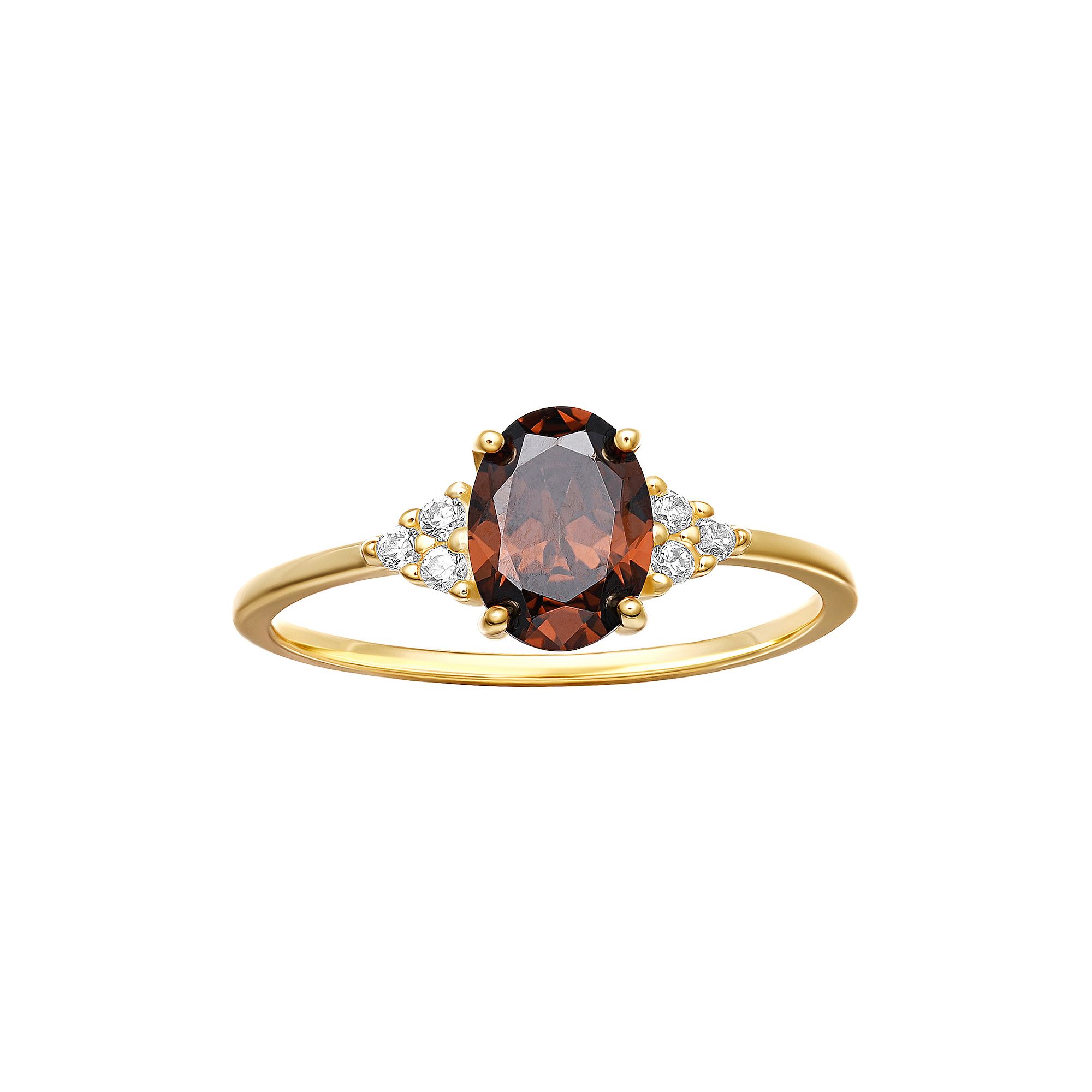 PRIMROSE Sterling Silver Oval Cubic Zirconia Ring, Womens, Size: 9, Gold T