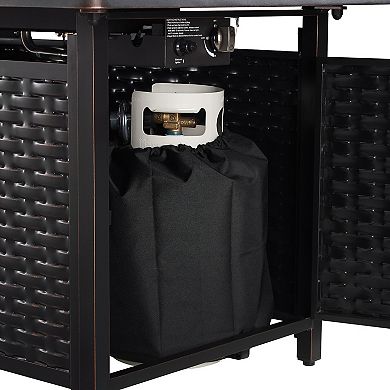 Fire Sense Albany Aluminum Rectangular Propane Fire Pit