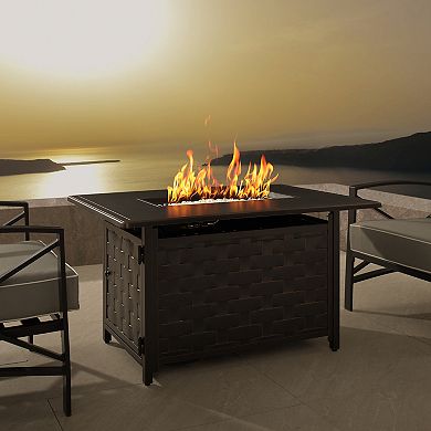 Fire Sense Preston Rectangular Aluminum Propane Fire Pit