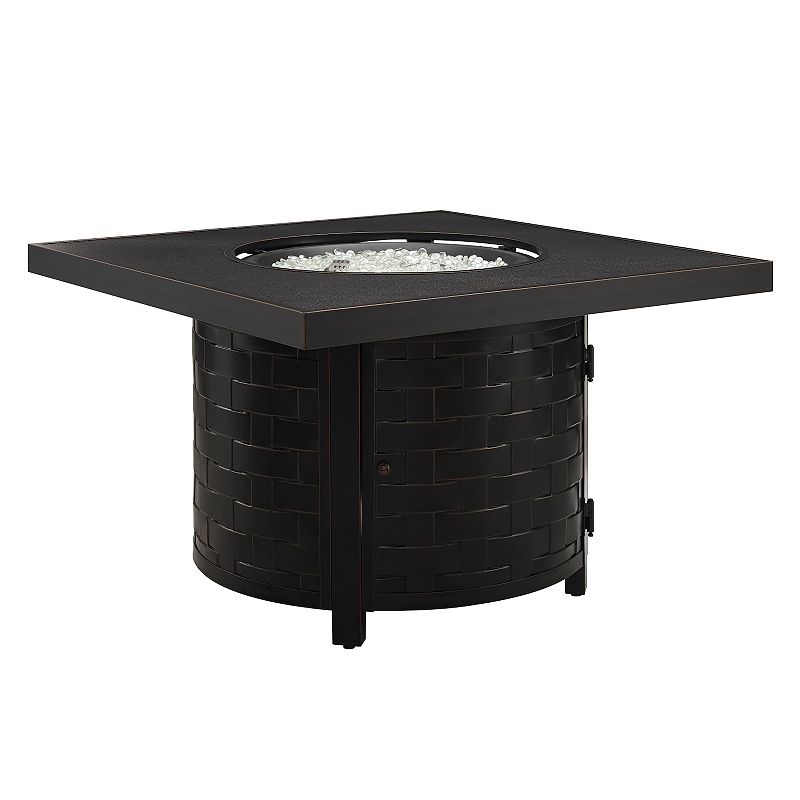 Fire Sense Henley Square Aluminum Propane Fire Pit, Antique Bronze