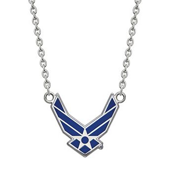 LogoArt Sterling Silver Enameled United States Air Force Logo Necklace