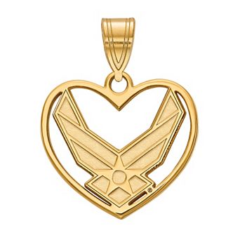 LogoArt Sterling Silver United States Air Force Logo Heart Pendant Necklace