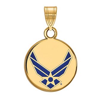 LogoArt Sterling Silver United States Air Force Enameled Small Disc Pendant