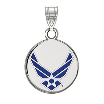LogoArt Sterling Silver United States Air Force Enameled Small Disc Pendant