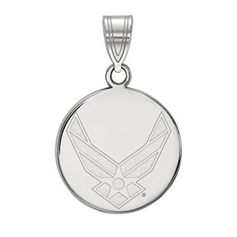 LogoArt Sterling Silver United States Air Force Medium Disc Pendant Necklace