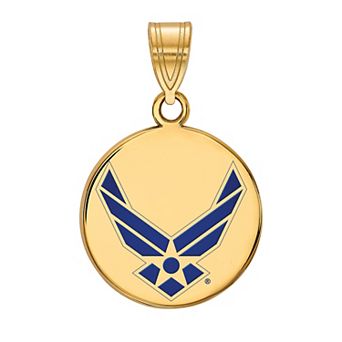 LogoArt Sterling Silver Enameled United States Air Force Disc Pendant