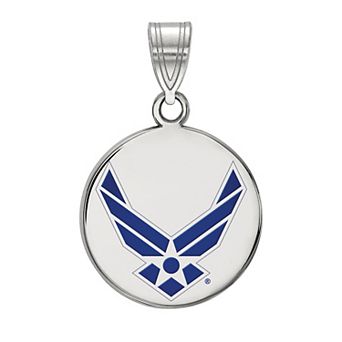 LogoArt Sterling Silver Enameled United States Air Force Disc Pendant
