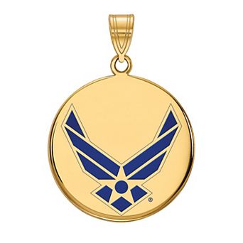 LogoArt Sterling Silver Enameled United States Air Force Large Disc Pendant