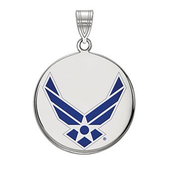 LogoArt Sterling Silver Enameled United States Air Force Large Disc Pendant
