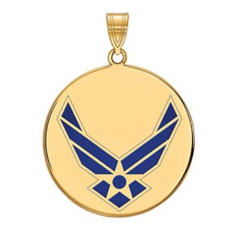 LogoArt Sterling Silver Enameled United States Air Force Extra Large Disc Pendant
