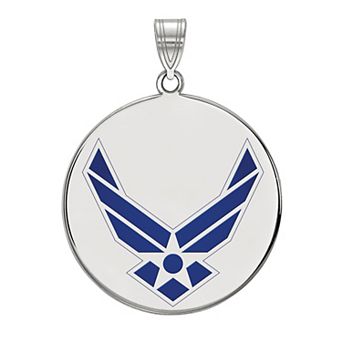 LogoArt Sterling Silver Enameled United States Air Force Extra Large Disc Pendant
