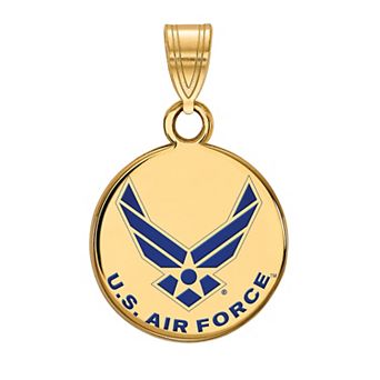 LogoArt Sterling Silver Enameled United States Air Force Small Disc Pendant