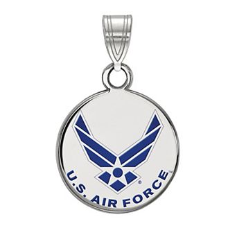 LogoArt Sterling Silver Enameled United States Air Force Small Disc Pendant