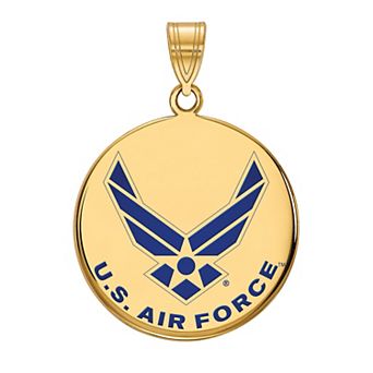 LogoArt Sterling Silver Enameled United States Air Force Large Disc Pendant