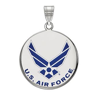 LogoArt Sterling Silver Enameled United States Air Force Large Disc Pendant