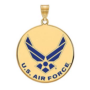 LogoArt Sterling Silver Enameled United States Air Force Extra Large Disc Pendant