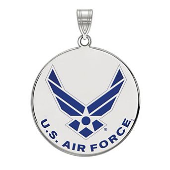 LogoArt Sterling Silver Enameled United States Air Force Extra Large Disc Pendant