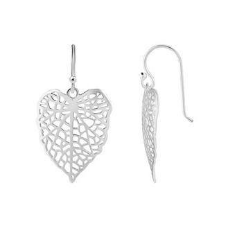 PRIMROSE Sterling Silver Cutout Filigree Leaf Drop Earrings