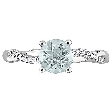 Stella Grace 14k White Gold Aquamarine & 1/6 Carat T.W. Diamond Crossover Engagement Ring