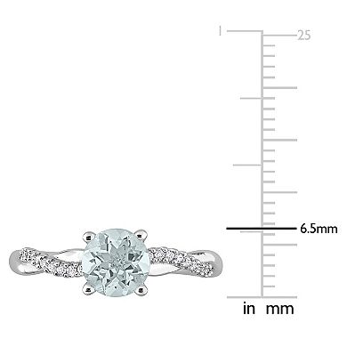 Stella Grace 14k White Gold Aquamarine & 1/6 Carat T.W. Diamond Crossover Engagement Ring