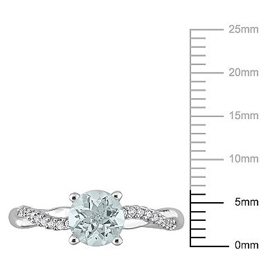 Stella Grace 14k White Gold Aquamarine & 1/6 Carat T.W. Diamond Crossover Engagement Ring
