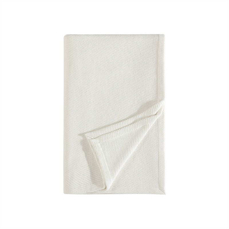 Eddie Bauer Textured Twill Solid Blanket, White, Full/Queen