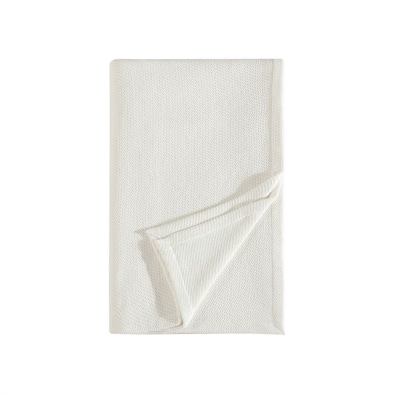 Eddie Bauer Textured Twill Solid Blanket, White, Twin