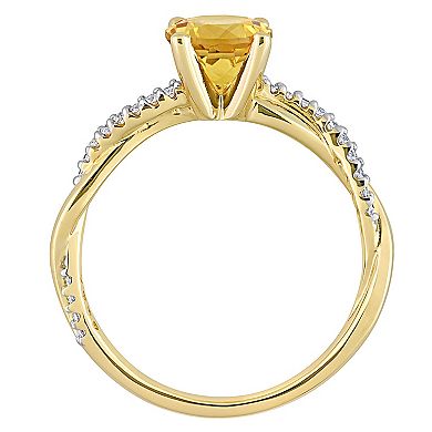Stella Grace 14k Gold Citrine & 1/6 Carat T.W. Diamond Crossover Engagement Ring