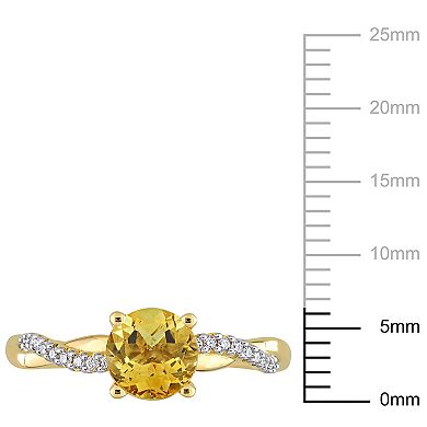 Stella Grace 14k Gold Citrine & 1/6 Carat T.W. Diamond Crossover Engagement Ring