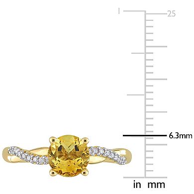 Stella Grace 14k Gold Citrine & 1/6 Carat T.W. Diamond Crossover Engagement Ring