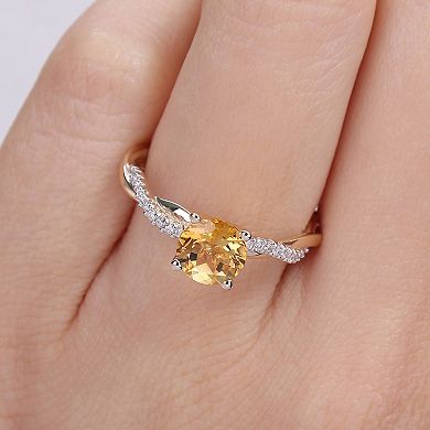 Stella Grace 14k Gold Citrine & 1/6 Carat T.W. Diamond Crossover Engagement Ring