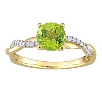 Stella Grace 14k Gold Peridot & 1/6 Carat T.W. Diamond Crossover Engagement Ring
