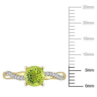 Stella Grace 14k Gold Peridot & 1/6 Carat T.W. Diamond Crossover Engagement Ring