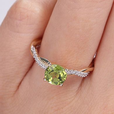 Stella Grace 14k Gold Peridot & 1/6 Carat T.W. Diamond Crossover Engagement Ring