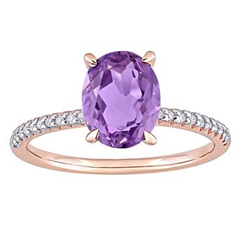 Stella Grace 14k Rose Gold Amethyst & 1/10 Carat T.W. Diamond Engagement Ring