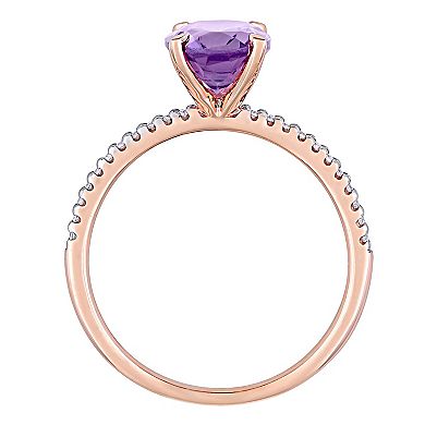 Stella Grace 14k Rose Gold Amethyst & 1/10 Carat T.W. Diamond Engagement Ring