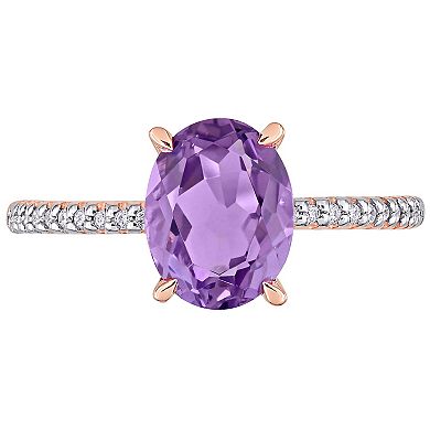 Stella Grace 14k Rose Gold Amethyst & 1/10 Carat T.W. Diamond Engagement Ring